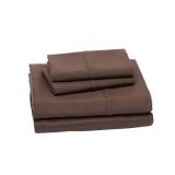 Amazon Basics Lightweight Super Soft, Wrinkle-Free, Breathable Easy Care Microfiber 4 Piece Bed Sheet Set with 14-Inch Deep Pockets, Queen, Chocolate, Solid