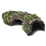 Fish Tank Decorations - Large Aquarium Decorations Air Bubbler Tree Fish House for Betta Hideout Caves Buddha Decor Temple Ruins Arched Betta Fish Accessories Reptile House Shelter Decor (Wood B-S)