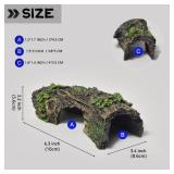 Fish Tank Decorations - Large Aquarium Decorations Air Bubbler Tree Fish House for Betta Hideout Caves Buddha Decor Temple Ruins Arched Betta Fish Accessories Reptile House Shelter Decor (Wood B-S)