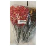 Zeyune 24 Bundles Thanksgiving Artificial Fall Flowers Indoor Outdoor Decor Autumn Fake Plants Flowers for Outside Faux Plastic Flowers for Decoration Fake Mums Plants for Home Wedding Party