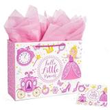 Lyforpyton Large Pink Gift Bags with Tissue Paper 12.6\ Little Princess Gift Bags for Baby Girl Birthday Baby Showerin