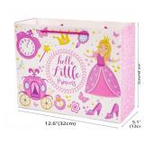 Lyforpyton Large Pink Gift Bags with Tissue Paper 12.6\ Little Princess Gift Bags for Baby Girl Birthday Baby Showerin