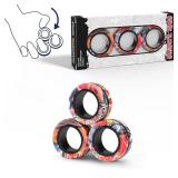 Magnetic Rings Fidget Toy Set, Idea ADHD Fidget Toys, Adult Fidget Magnets Spinner Rings for Anxiety Relief Therapy, Fidget Pack Great Gift for Adults Teens Kids (3PCS)