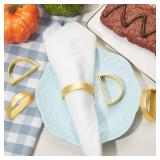20 Pcs Stainless Steel Napkin Rings Christmas Metal Napkin Ring Holders Modern Serviette Buckles Metallic Adornment for Table Kitchen Dinner Party Wedding (Matte Gold Semicircle)