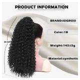Drawstring Ponytail Extension for Black Women Deep Curly 20 Inch Afro Kinky Curly Clip in Pony Tails Hair Extensions Curly Synthetic Soft Fluffy Ponytail for Daily Use