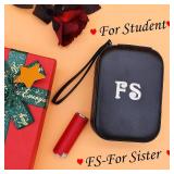 Cuifdem-Travel Jewelry Case with Hand Strap and Monogram, Small Jewelry Box PU Leather with Mirror, Travel Jewelry Box for Women Girls, Jewelry Organizer Personalized Gifts (mysterious black, FS)