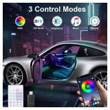 Acrylic Interior Car Lights, 6 in 1 Dreamcolor Ambient Lighting Kit with Wireless APPRemoteButton Control, USB Car Inside Lighting Accessories with Music Mode for Vehicle Decoration