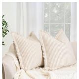 ZWJD Throw Pillow Covers 26x26 Set of 2 Striped Pillow Covers with Fringe Chic Cotton Decorative Pillows Square Cushion Covers for Sofa Couch Bed Living Room Farmhouse Decor