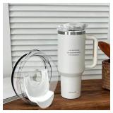 2 Pack Replacement Lids for 40 oz Tumblers, Dustproof Spillproof Lids for Tumbler?Compatible with 40 oz YETI, Ozark Trail, Style?and More Coffee Mugs?(White)