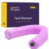 Special Supplies Sensory Vibrating Neck Pillow for Kids and Adults Plush Velvet Soft Cover with Textured Therapy Stimulation, Mind and Body Calming Relaxation - Purple