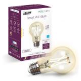 Feit Electric A1960CL927CAFILAG 60 Watt Equivalent WiFi Dimmable, No Hub Required, Alexa or Google Assistant, Filament A19 LED Smart Light Bulb, 4\ H x 2.25\in D, 2700K Soft Whitein