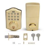 Honeywell Safes and Door Locks - Keyless Entry Door Lock with Smart Electronic Keypad Deadbolt - Easy Installation and 50 Different User Pin Codes - Auto Lock - Polished Brass - 2.9 x 2 x 6.2 in - 871