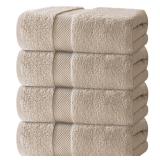 White Classic Luxury Bath Towels Set of 4 Large - 700 GSM Cotton Ultra Soft Bath Towels 27x54 | Highly Absorbent and Quick Dry | Hotel Towels for Bathroom Luxury, Plush Shower Towels, Taupe