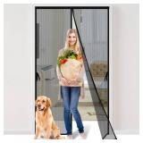 Magnetic Screen Door -Fit for Door Size:32x80 Inch, Hands Free Mesh Partition, Heavy Duty Screen Door Mesh Curtain Keeps Bugs Out, Frame Hook and Loop, Pet and Kid Friendly, Itself Size 34x82