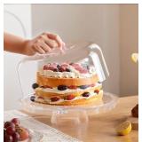 HBlife Cake Stand with Acrylic Dome Cover (12.2\), Multifunctional Serving Cookie Platter Punch Bowl and Cake Plate for Dessert Table Display for Parties (6 Uses)in
