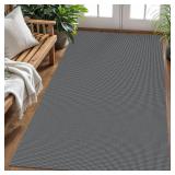 KOZYFLY Boho Rugs for Entryway Rugs 4x6 ft Washable Area Rugs Rubber Backed Living Room Rugs Braided Woven Cotton blend Indoor Outdoor Floor Carpet for Dining Room Living Room Bedroom, Dark Grey