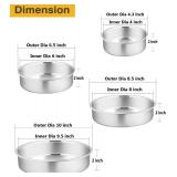 PandP CHEF Cake Pans Sets for Baking, 4\ + 6\in + 8\in + 9.5\in 4 Piece Stainless Steel Round Cake Pans Tin, OvenPotDishwasher Safe, Combination of Different Sizes, Leak-proof and Easy Cleanin