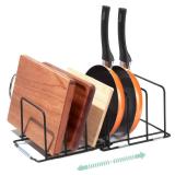 Eyskutvjc Cutting Board Organizer, Adjustable Pot and Pan Organizer Rack, Kitchen Cabinet Holder for Cutting Board,Baking Tray, Cookie Sheet, Bakeware Organizer for Countertop