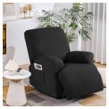Timeles Recliner Covers Extra Wide Recliner Chair Covers Reclining Couch Covers Sofa Slipcovers Stretch Soft Washable (Single-Seater Oversized, Black)