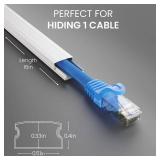 EVEO Cable Hider - One Cord Hider 300 Cord Cover Wall Cable Hider, Cable Concealer, Wire Hiders for TV on Wall. Cable Management, Cord Hider Cable Raceway Wire Covers for Cords (White, Small)