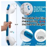 LEVERLOC Grab Bar for Seniors, 17 Inch 2 Pack Suction Grab Bars for Bathtubs and Showers, Shower Handles for Elderly Suction Bathroom Safety Grip,Removable Drill Free Waterproof, Blue