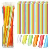 Gerrii 1000 Pcs Multicolored Individually Wrapped Straws Extra Long 6 mm Plastic Drinking Straws Disposable for Party Restaurant Home Milkshakes Coffee Juice Beverage Smoothie (10)
