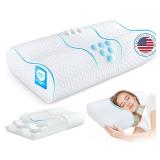 zibroges Cervical Neck Pillow for Pain Relief- Queen Size Cooling Pillow for Sleeping, Memory Foam Pillows for Neck Shoulder, Ergonomic Adjustable Contour Bed Pillow for Side, Stomach and Back Sleeper