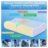 zibroges Cervical Neck Pillow for Pain Relief- Queen Size Cooling Pillow for Sleeping, Memory Foam Pillows for Neck Shoulder, Ergonomic Adjustable Contour Bed Pillow for Side, Stomach and Back Sleeper