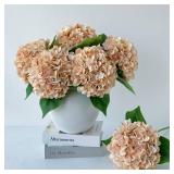 ZYTUYO 5 Pcs Light Coffee Silk Hydrangeas Artificial Flower Boho 20ftft Faux Hydrangeas for Fall Indoor Home Decor Spring Kitchen Living Room Outdoor Porch Wedding Flower Arrangement