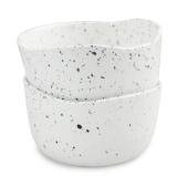 roro Handcrafted 4.5\ Ceramic Miso | Rice Bowls, Set of 2 - White Matte Speckled Stoneware - Perfect for Soupsin