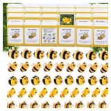 YULYNJQ 50 Set Positive Bee Gifts Bulk Employee Appreciation Gifts Box Breathing Gift Bulk for Coworker Team Back to Desk Pets Thank You Teacher Bee Ornaments with Cheer up Card Box