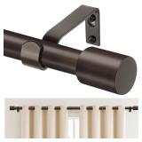 TONIAL Curtain Rod 32 to 58 Inch(2.6 to 4.8 ft), Adjustable Splicing Window Curtain Rods, 34 Drapery Rods for Windows 20 to 53 Inch, Decorative Single Rod with Modern Cap Finial, Bronze