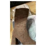 Modatope Dark Brown Suede Knee High Chunky Heel Boots Square Toe Tall Boots for Women Block Heel Side zipper Fall Boot Women Size 8