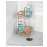 iDesign Forma Metal Wire Corner Standing Shower Tower Caddy, 2-Tier Bath Shelf Baskets for Shampoo, Conditioner, Soap, Accessories, 9.5\ x 9.5\in x 15.25\in, Satin Silverin