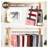 HUITEM Space Saving 6 Tier Pant Hangers, Anti-Slip, Stainless Steel, 2 Pack, Black