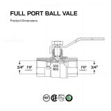 Midline Valve 627T256-NL Premium Full Port Ball Valve with Drain, Brass, 34 in. FIP x 34 in. FIP