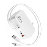 Retractable USB C Charger Wall Plug with Dual 35.5in90cm Type C Cables Cords,40W Fast Charging Foldable Block Multi Charger for All Devices for iPhone 171615141312,iPad,Galaxy,Pixel