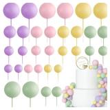 ASTARON 32 Pcs Ball Cake Topper Decorations Mini Balloons Cake Topper Sticks Foam Balls Cake Picks Cake Topper Balls Cake Decorations for Wedding Party Birthday Cake Toppers (Colorful)