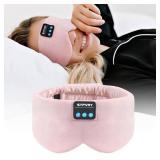 Sleep Mask Bluetooth 5.4 Headphones Soft Wireless Headband Eye Mask Blackout with Microphone (Pink)