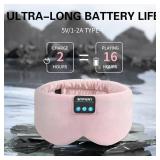 Sleep Mask Bluetooth 5.4 Headphones Soft Wireless Headband Eye Mask Blackout with Microphone (Pink)