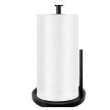 Paper Towel Holder Countertop, Standing Paper Roll Holder with Anti Slip Weighted Base, Stainless Steel Freestanding Paper Towel Holder for Kitchen, Black