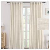 H.VERSAILTEX Linen Curtains 84 Inch Length 2 Panels Set, Soft Thick Window Drapes Semi Sheer Light Filtering Rod Pocket Back Tab, Pinch Pleated Treatments Neutral Farmhouse Office Bedroom, 52x84-Ivory