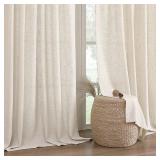 H.VERSAILTEX Linen Curtains 84 Inch Length 2 Panels Set, Soft Thick Window Drapes Semi Sheer Light Filtering Rod Pocket Back Tab, Pinch Pleated Treatments Neutral Farmhouse Office Bedroom, 52x84-Ivory