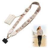 CUEDM Cell Phone Lanyard Crossbody,Adjustable Cell Phone Strap with Detachable Wristlet,Clip and Go Strap for Phone with Wallet Crossbody
