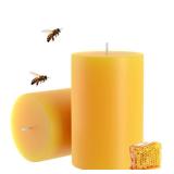 100percent Pure Natural Beeswax Pillar Candles-40 Hours Long Burning Time Emergency Beeswax Candles | Organic Bees Wax for Home, Prayer, Christmas, Party | Unscented, Smokeless, Dripless 2 Pack (2×3 