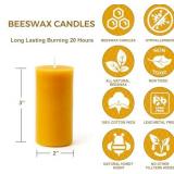 100percent Pure Natural Beeswax Pillar Candles-40 Hours Long Burning Time Emergency Beeswax Candles | Organic Bees Wax for Home, Prayer, Christmas, Party | Unscented, Smokeless, Dripless 2 Pack (2×3 