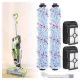 2PC Vacuum Brush Rolls 1868 Multi-Surface and 2PC 1866 Replacement Vacuum Filters, Compatible with Bissell CrossWave 2306A 1785A 3888A Vacuum Cleaner, Compare to Part 1608683, 160-8683, 1608684