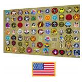 Tactical Patch Display Panel Holder Board for Military Army Combat Morale Uniform Hook and Loop Emblems, 43 Inches x 27.5 Inches (Large), with 1 Flag Patch Included