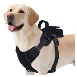 BRKURLEG Dog Harness,Dog Vest with Handle, No Pull Pet Vest Harness with Pocket and Easy Control for Training Walking Hiking, Adjustable and Reflective, Black, L