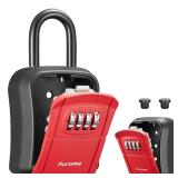 Puroma Key Lock Box, Portable Combination Lockbox Wall-Mounted Key Storage Box for House Keys, Resettable Code Safe Security Lock Box for Home, Office, Apartment Spare Key Storage (1 Pack, Red)